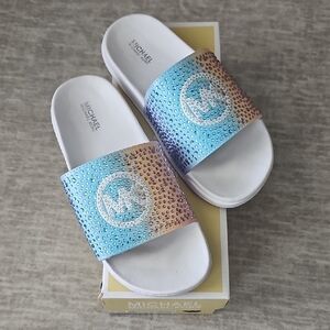 Michael Kors Kids Slide Sandals - Blue and Tan